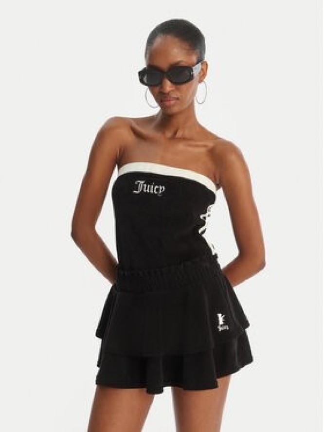 Juicy Couture Spódnica mini Smocked Terry JCGGS126006 Czarny Regular Fit