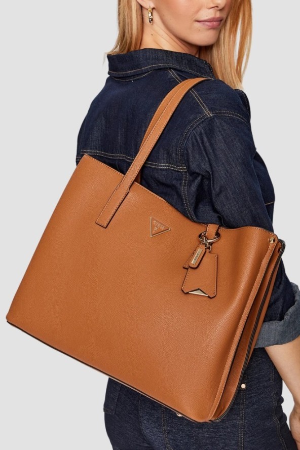 GUESS Brązowa shopperka damska Meridian Girlfriend