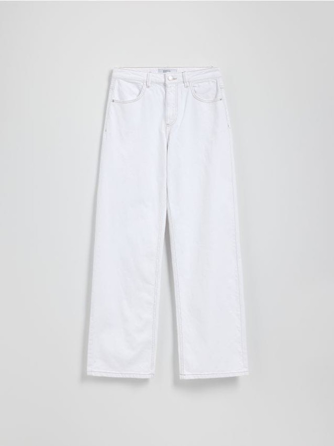 Jeansy wide leg - biały