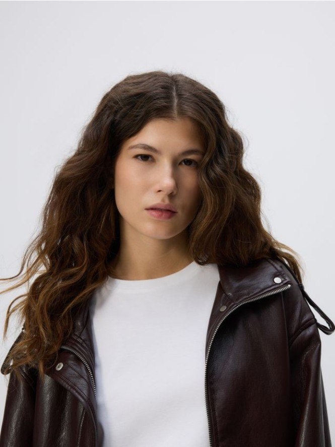 T-shirt z domieszką jedwabiu - biały