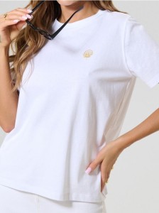 Bawełniana koszulka z haftem - biały