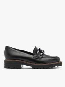 Czarne mokasyny z ozdobnym łańcuchem