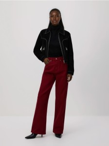 Jeansy straight fit - czerwony