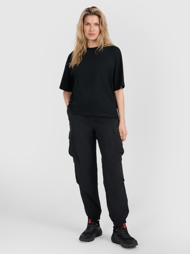 4F T-shirt oversize gładki damski - czarny XL
