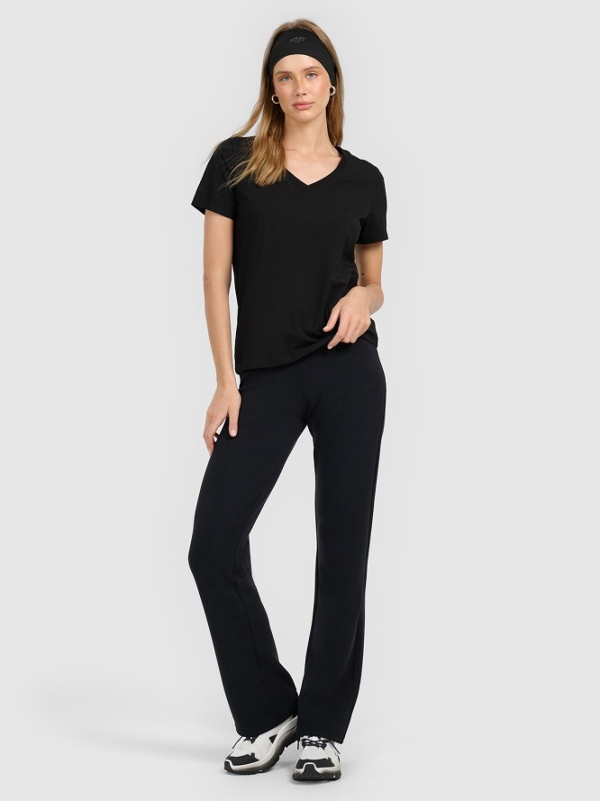 4F T-shirt regular gładki damski - czarny XXL