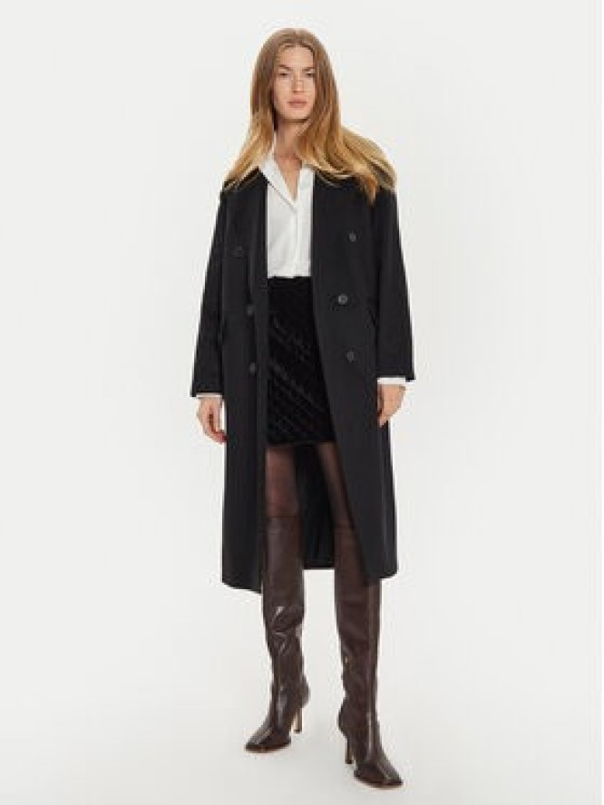 TWINSET Płaszcz wełniany 242TT2203 Czarny Loose Fit
