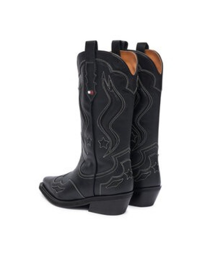Tommy Jeans Kowbojki Archive Cowboy Boot Leather EN0EN03046 Czarny