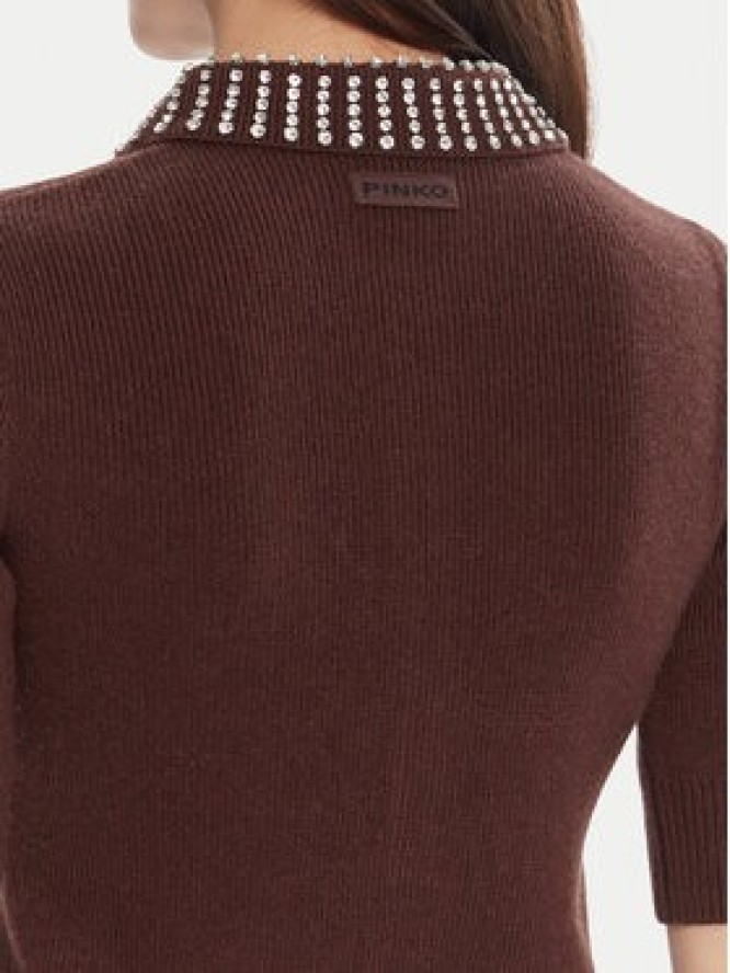 PINKO Sweter Emilia 105745 A2S4 Brązowy Regular Fit