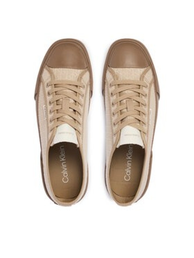 Calvin Klein Trampki Vulc Low Laceup Aop Canvas HW0HW03142 Beżowy