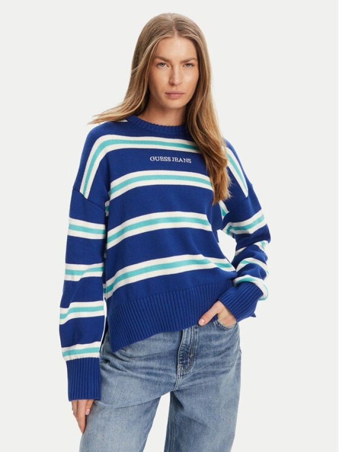 Guess Jeans Sweter W4BR09 Z3HM1 Niebieski Regular Fit