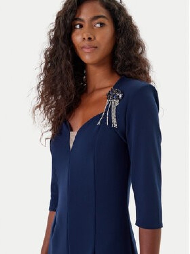 Rinascimento Sukienka wieczorowa CFC0125271003 Granatowy Slim Fit