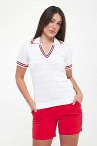 Polo damskie z tłoczonym logo Kalena JOOP! JEANS