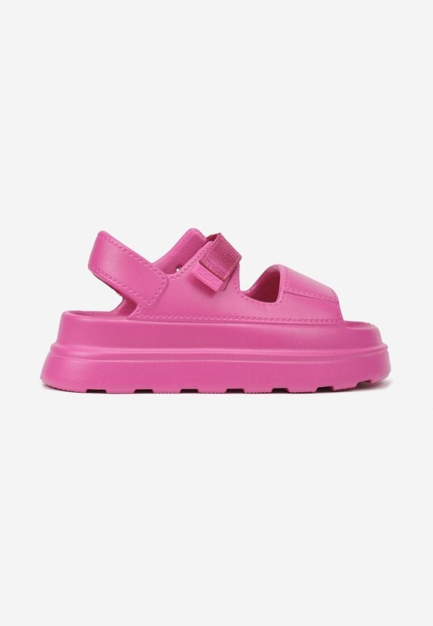 Fuksjowe Sandały Chunky z Pianki na Platformie Zapinane na Rzep Oballia