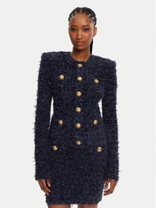 Balmain Kardigan DF0SK249KH74 Granatowy Regular Fit