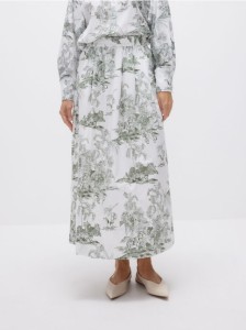 Bawełniana spódnica midi - oliwkowy