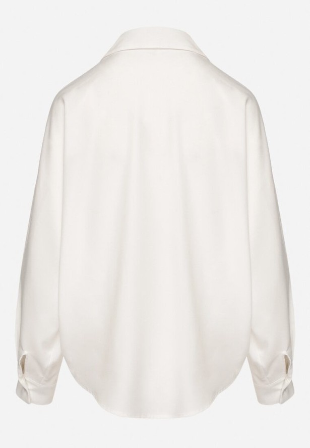 Jasnobeżowa Koszula o Nietoperzowym Kroju z Naszytą Dzianinową Kamizelką Hanorielin