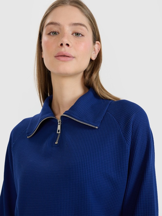 4F Bluza dresowa oversize nierozpinana bez kaptura damska - granatowa XS