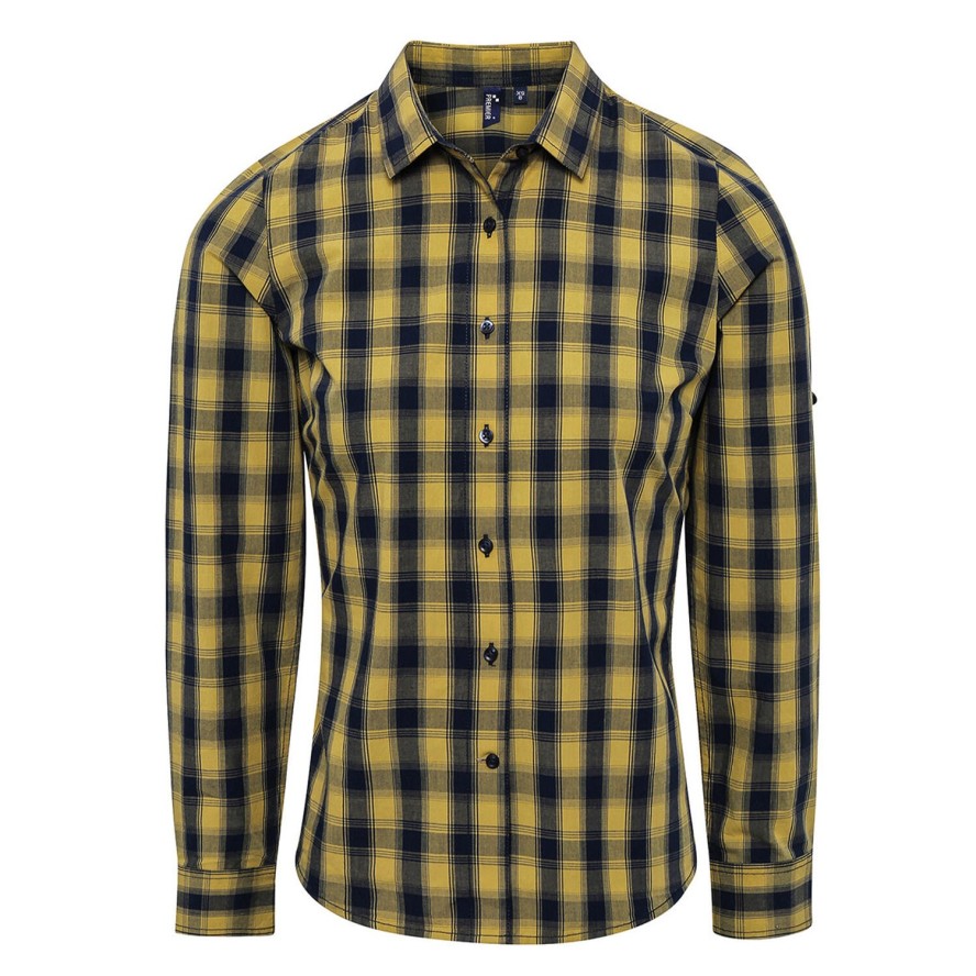 Damska Bawełniana Koszula W Kratę Z Długim Rękawem