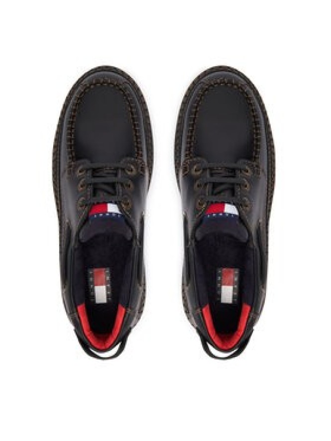 Tommy Jeans Półbuty Archive '01 Boat Shoe Leather EN0EN03003 Czarny