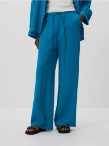 Luźne spodnie z wiskozą - turkusowy