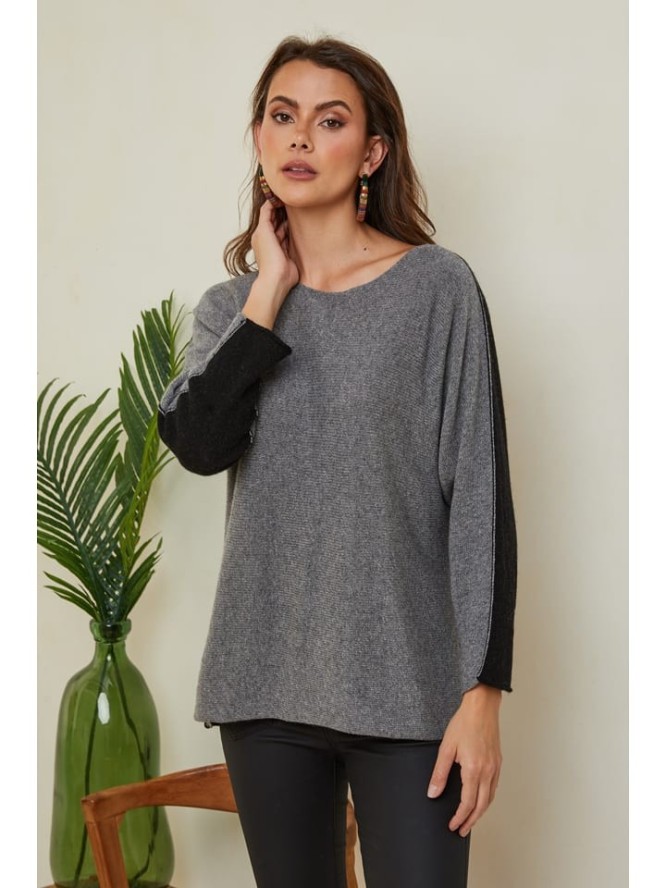 Joséfine Sweter "Dorog" w kolorze szaro-czarnym rozmiar: XL