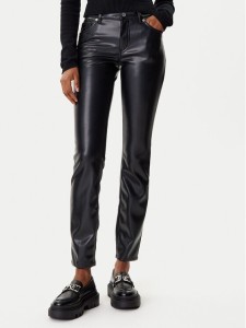 HUGO Spodnie z imitacji skóry Hilano-1 50546790 Czarny Slim Fit