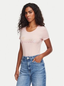 Guess T-Shirt W6YI56 K5028 Różowy jasny Slim Fit