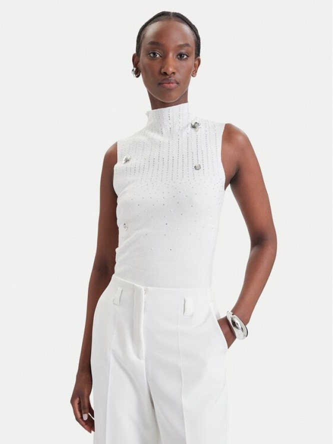 Fracomina Bluzka FR26WT4005K506R9 Kremowy Slim Fit