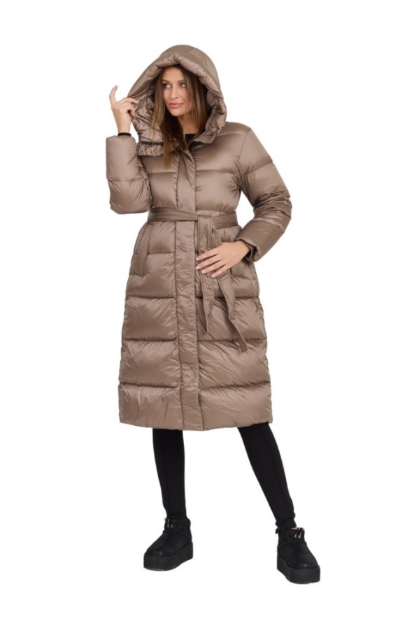 HETREGO Beżowy damski puchowy płaszcz Karen Woman Quilted Coat, Rozmiar 38 EU - 42 IT