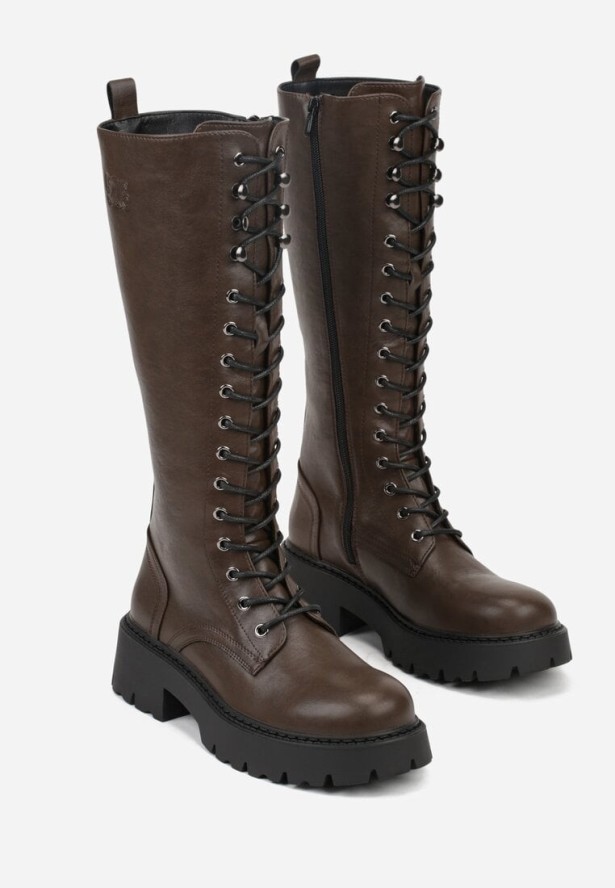 Brązowe Kozaki VICES Typu Workery w Grungowym Stylu Unalira