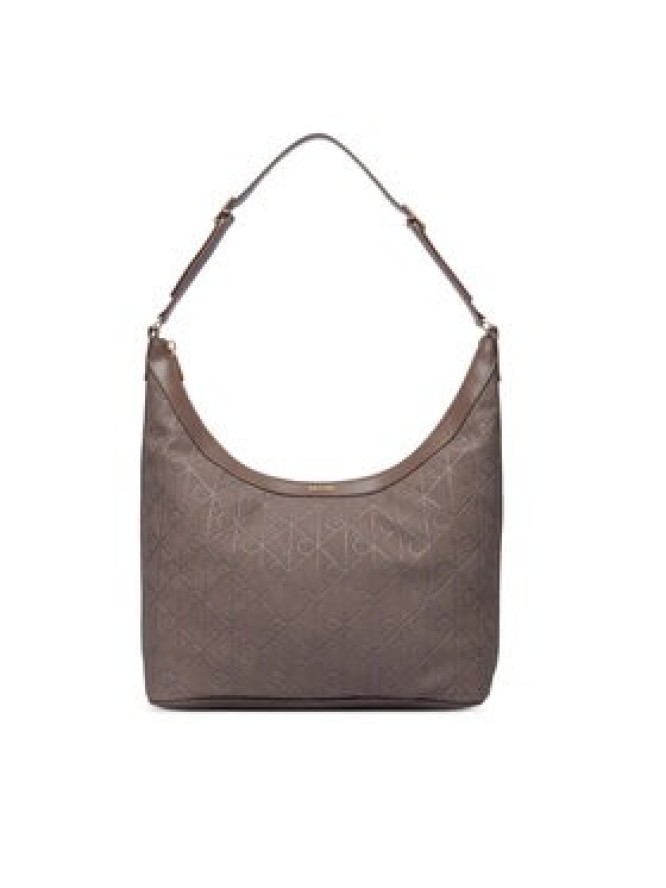 Calvin Klein Torebka Emblem Aop Sueded M Shoulder Bag LV04F3881G Beżowy