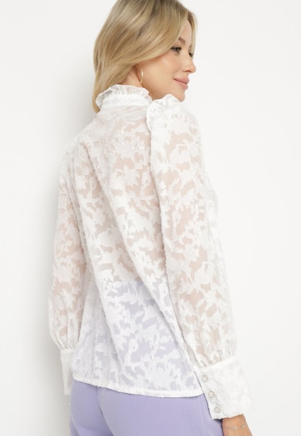 Biała Koszula z Koronki z Ozdobnymi Guzikami Zelmi