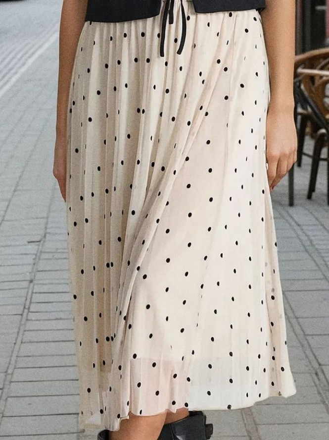 Spódnica w kropki - beżowy