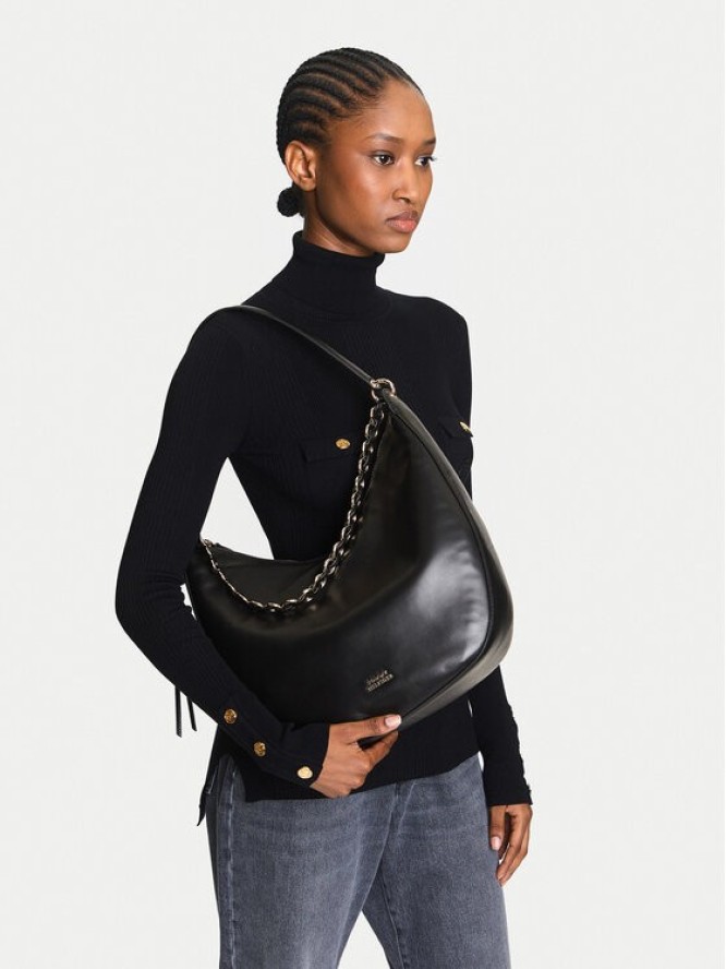 Tommy Hilfiger Torebka Moon Leather Hobo AW0AW17468 Czarny