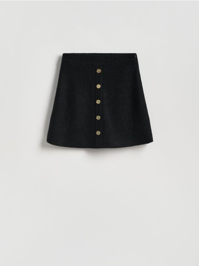 Spódnica ze strukturalnej tkaniny - czarny