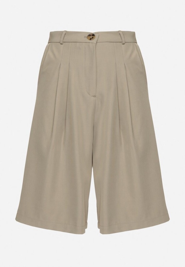 Jasnozielone Szorty Bermudy o Szerokim Kroju z Zakładkami Sondira