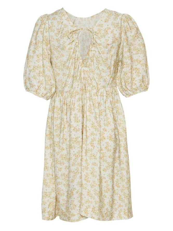 MOSS COPENHAGEN Sukienka "Marva Ladonna" w kolorze żółto-beżowym rozmiar: M