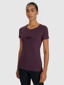 4F T-shirt slim z nadrukiem damski - fioletowy M