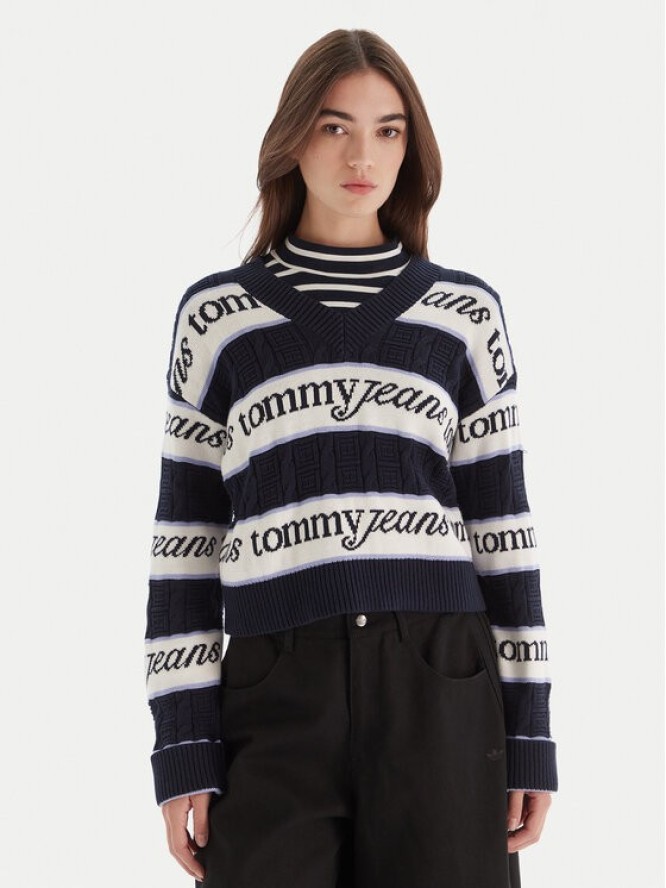 Tommy Jeans Sweter DW0DW21682 Granatowy Regular Fit