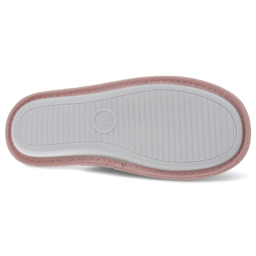 Kapcie damskie Vinceza, pantofle ocieplane z futerka z ozdobami, różowe, 19960-PN