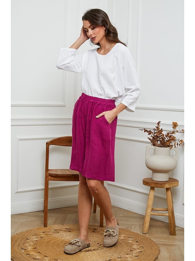 Joséfine Lniane bermudy w kolorze różowym rozmiar: XL