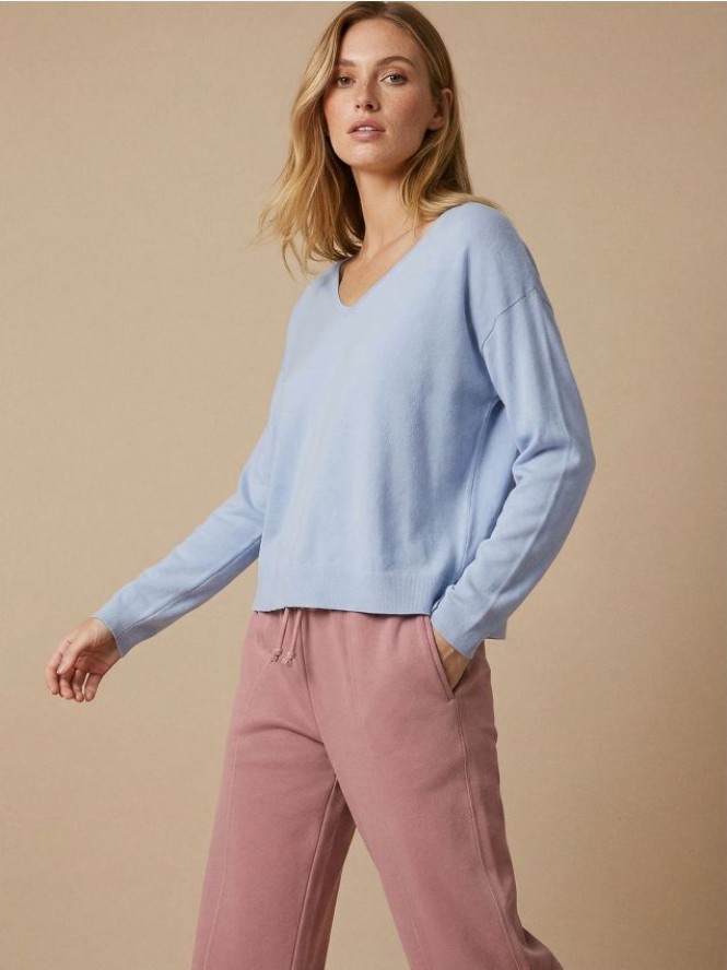 Luźny sweter z wiskozą - niebieski