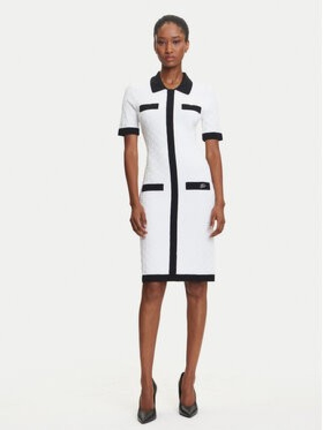 KARL LAGERFELD Sukienka dzianinowa A3W13036 Écru Slim Fit