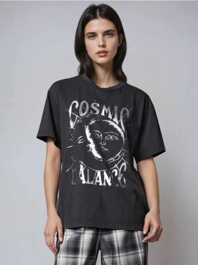 Koszulka z metalicznym nadrukiem - szary