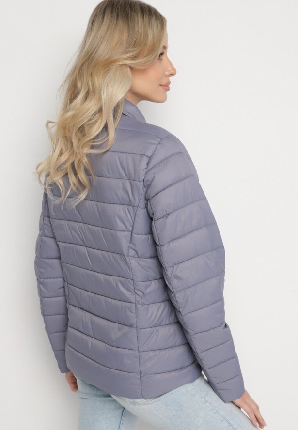 Szara Pikowana Kurtka w Klasycznym Stylu Nelaniel