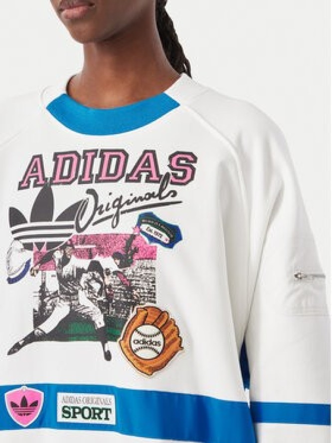 adidas Bluza Archive Sweater Baseball KS9209 Biały Regular Fit