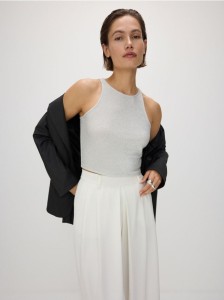 Metaliczny top z lureksem - srebrny