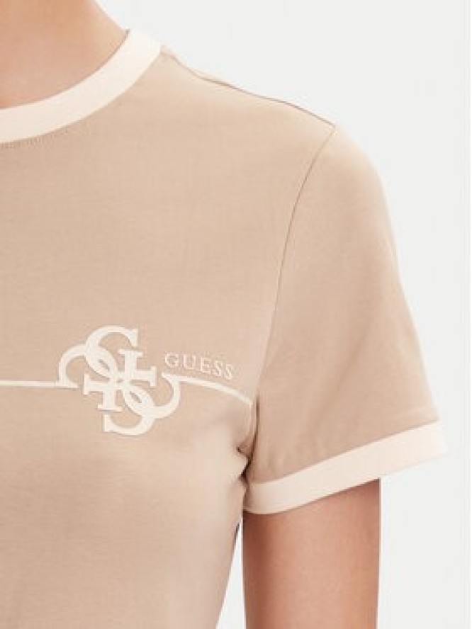 Guess T-Shirt V5YI01 J1314 Beżowy Regular Fit