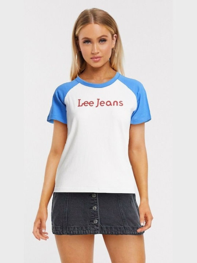 LEE DAMSKA KOSZULKA RAGLAN TEE DIPPED BLUE L43NEHLA 112109697
