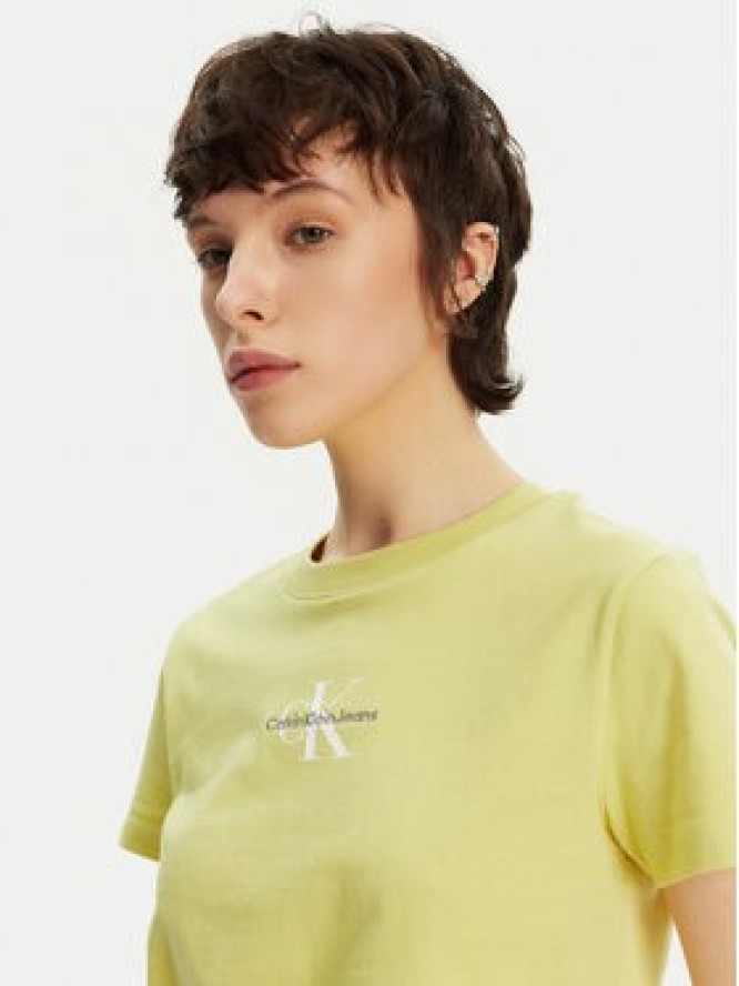 Calvin Klein Jeans T-Shirt Monologo J20J223113 Żółty Slim Fit